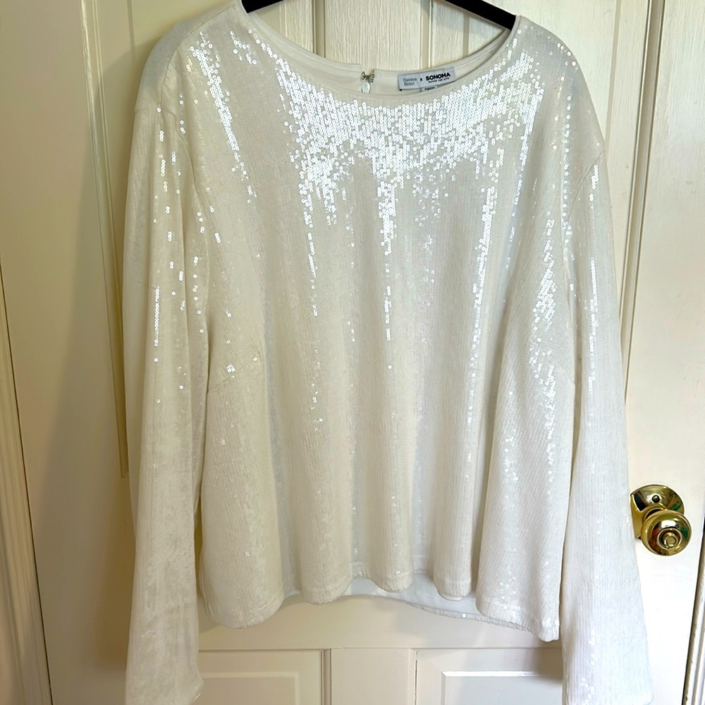 Pure white sequined top